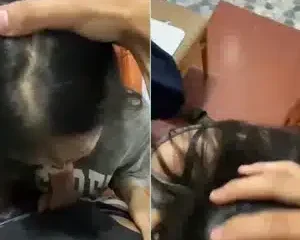 Vừa vào phòng chưa kịp làm gì anh đã dí cặc vào mồm em bắt bú rồi